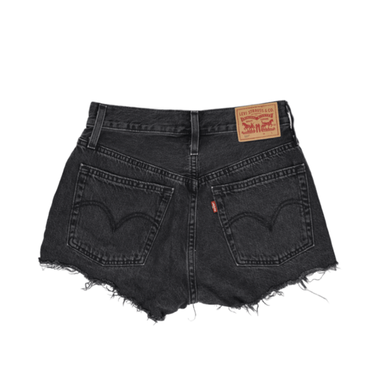 Levi's 501 Black Denim High Rise Cut Off Shorts W29 Vintage 100% Cotton