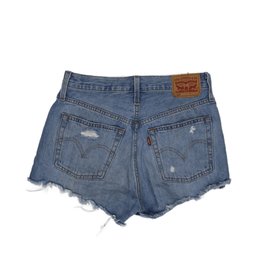 Levi's 501 High Waist Distressed Denim Shorts Blue W27 100 Cotton Vintage