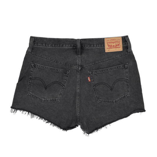 Levi's 501 Black Denim High Waist Distressed Cut Off Shorts Womens W31 100 Cotton Vintage