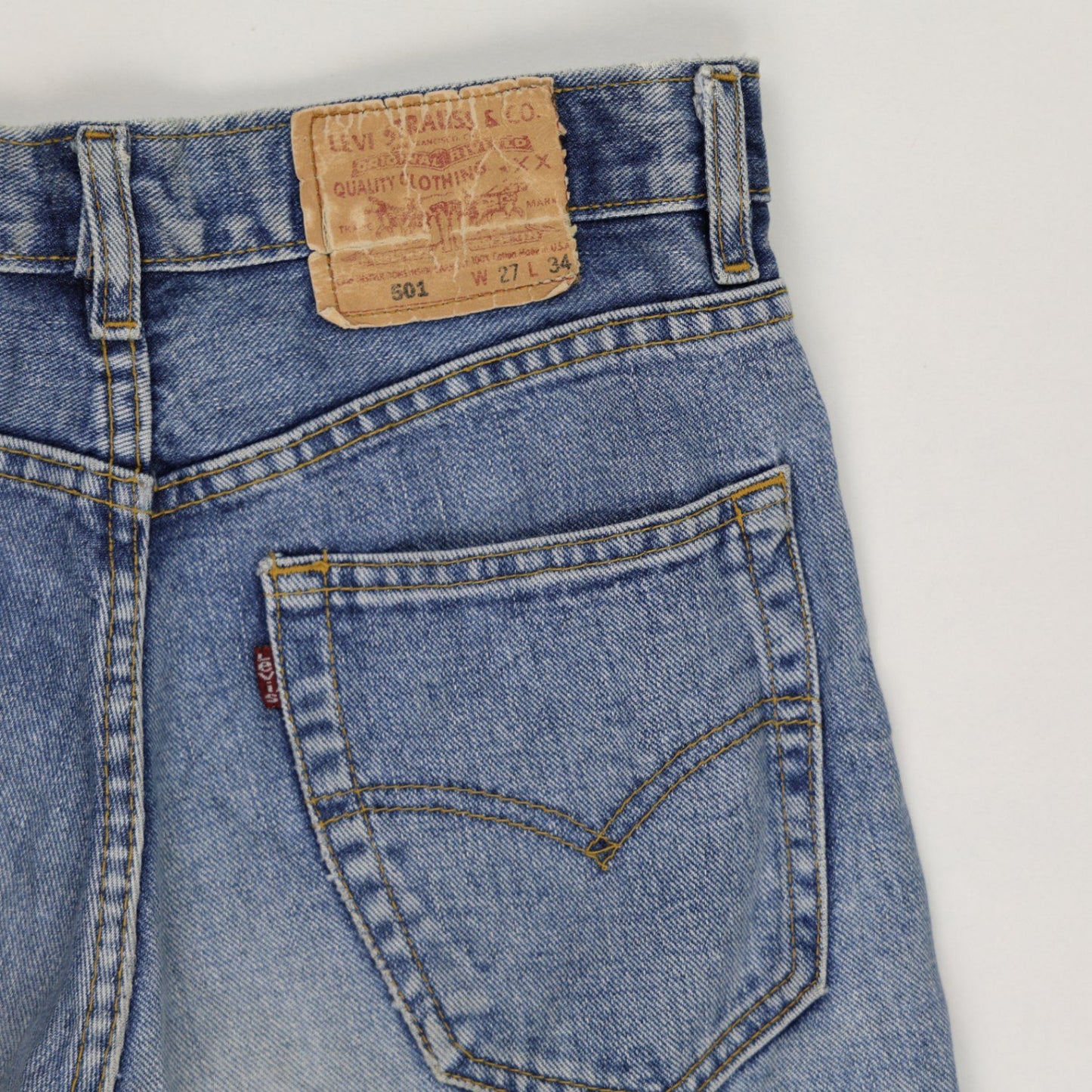 Levi's 501 Vintage High Waist Denim Cut Off Shorts Blue W27 Cotton