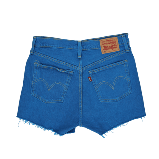 Levi's 501 Vintage Blue Denim Shorts Size 27 100 Cotton High Waist Raw Hem