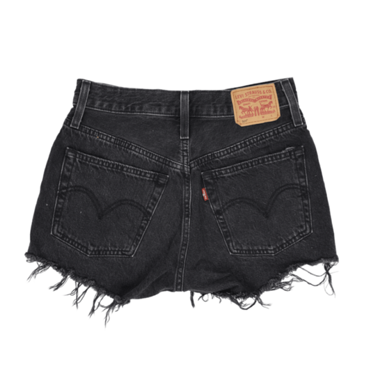 Levi's 501 Black Vintage High Waisted Distressed Denim Shorts W28 100 Cotton