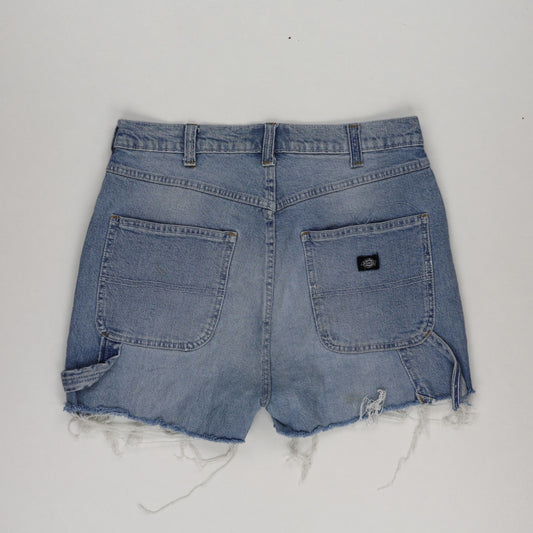 Dickies Womens Vintage Light Blue Denim Shorts W28 High Waist Distressed Cotton