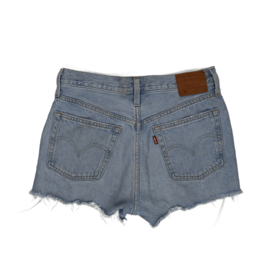 Levi's 501 High Waisted Distressed Denim Shorts Light Blue W30 100 Percent Cotton Vintage