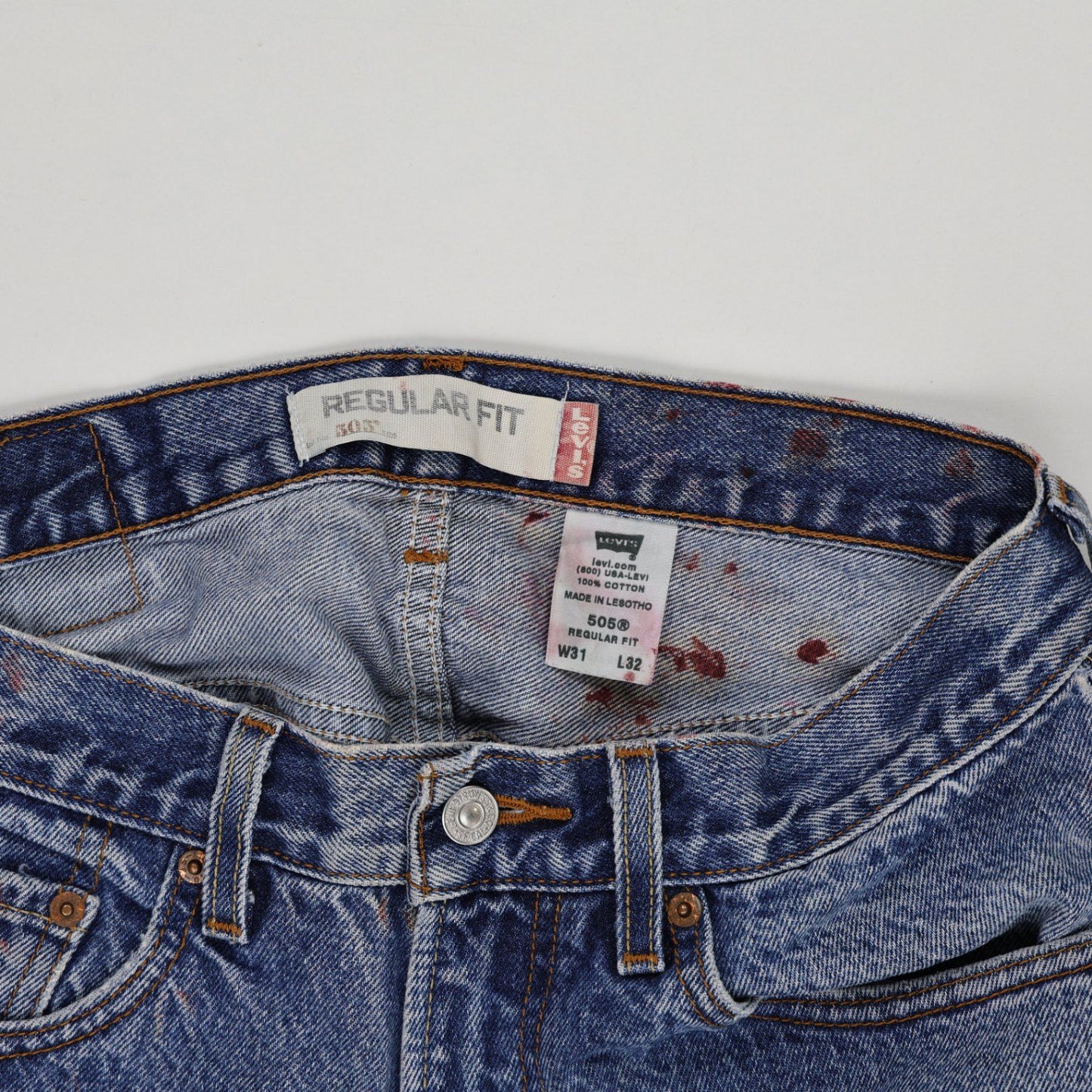 Levi's 505 Regular Fit Denim Cut-Off Shorts Blue W31 100% Cotton Vintage