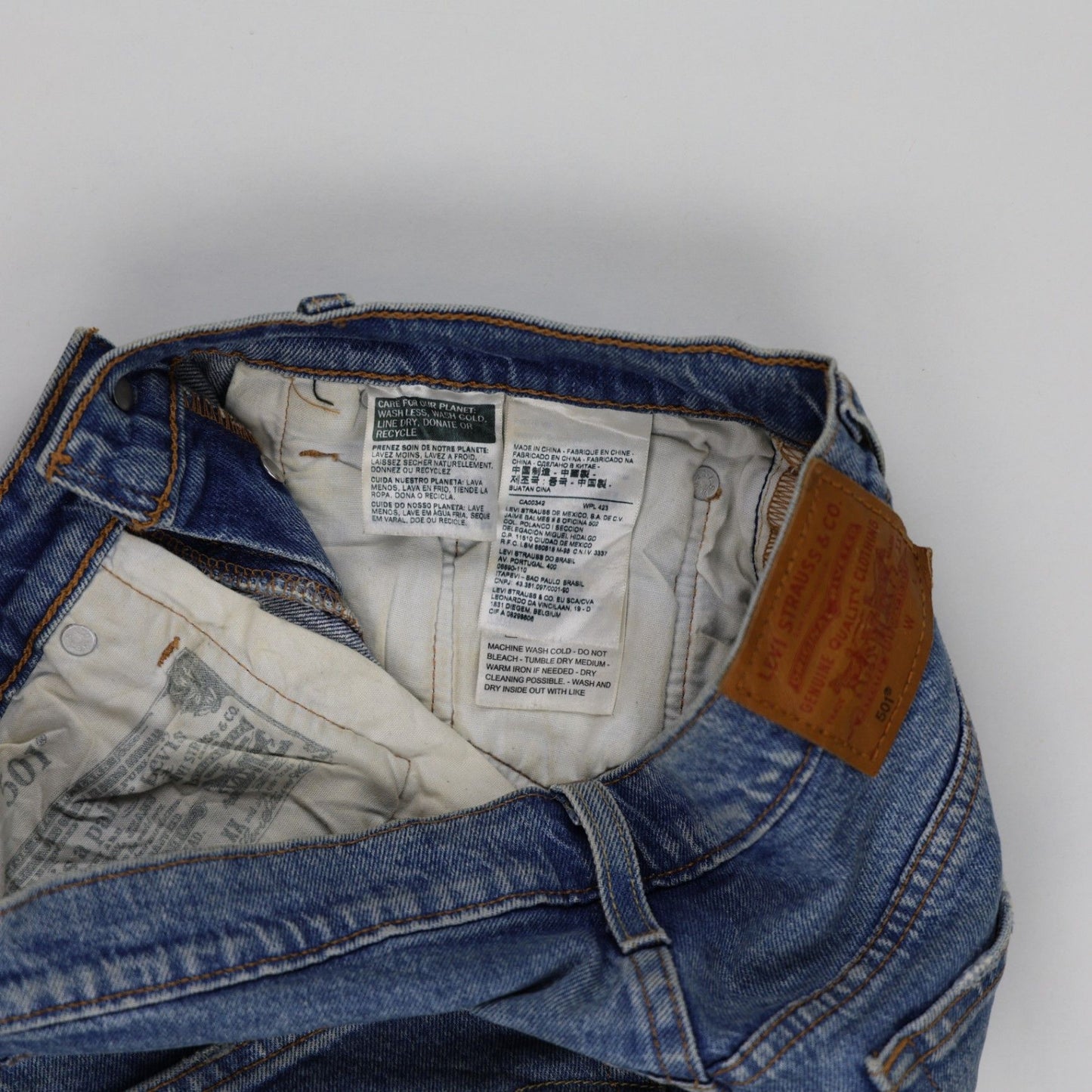 Levi's 501 Vintage High Waisted Distressed Denim Shorts Blue W30 Cotton