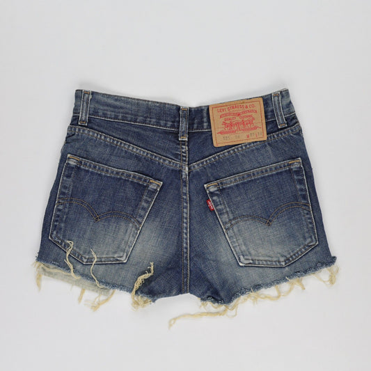 Levi's 525 Distressed Denim Shorts Blue W27 L34 Cotton Vintage