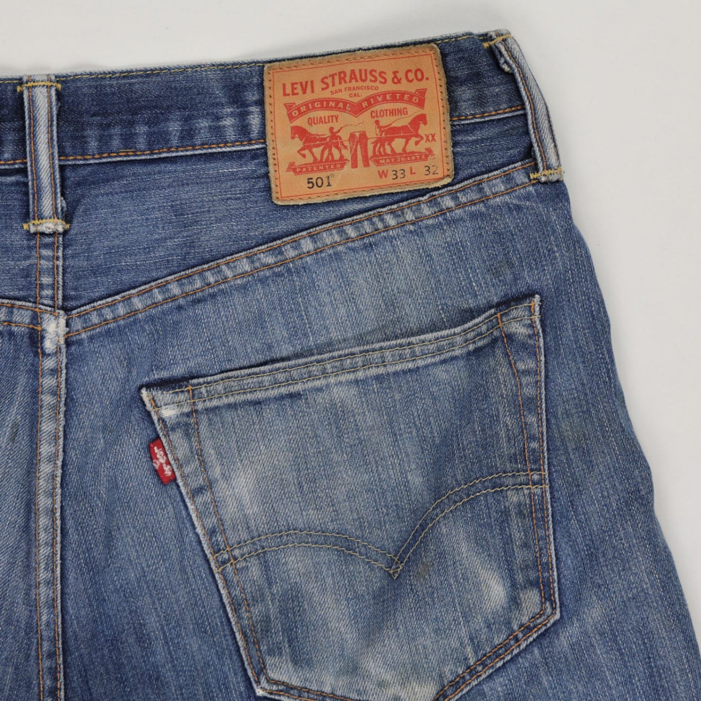 Levi's 501 Distressed Denim Cut-Off Shorts Blue W33 Cotton Vintage
