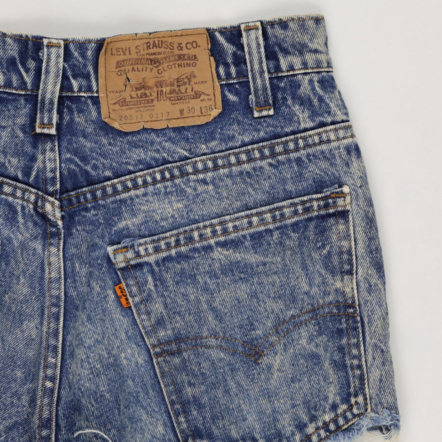 Levi's High-Waist Distressed Vintage Denim Shorts Blue W30 Cotton