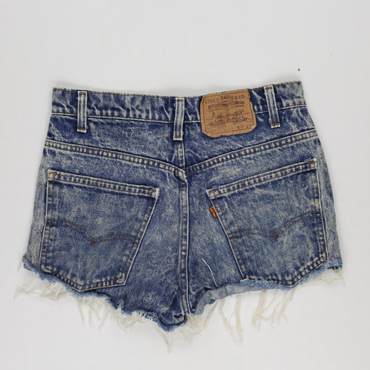 Levi's High-Waist Distressed Vintage Denim Shorts Blue W30 Cotton