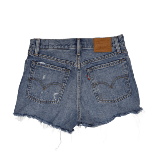Levi's Vintage High Waist Distressed Blue Denim Shorts Women Size Large 7 Inch Inseam Cotton