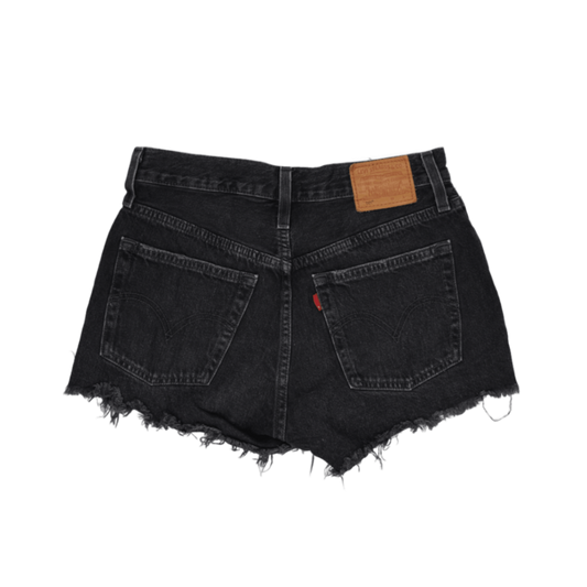 Levi's 501 High Waisted Distressed Denim Shorts Faded Black W31 Cotton Vintage