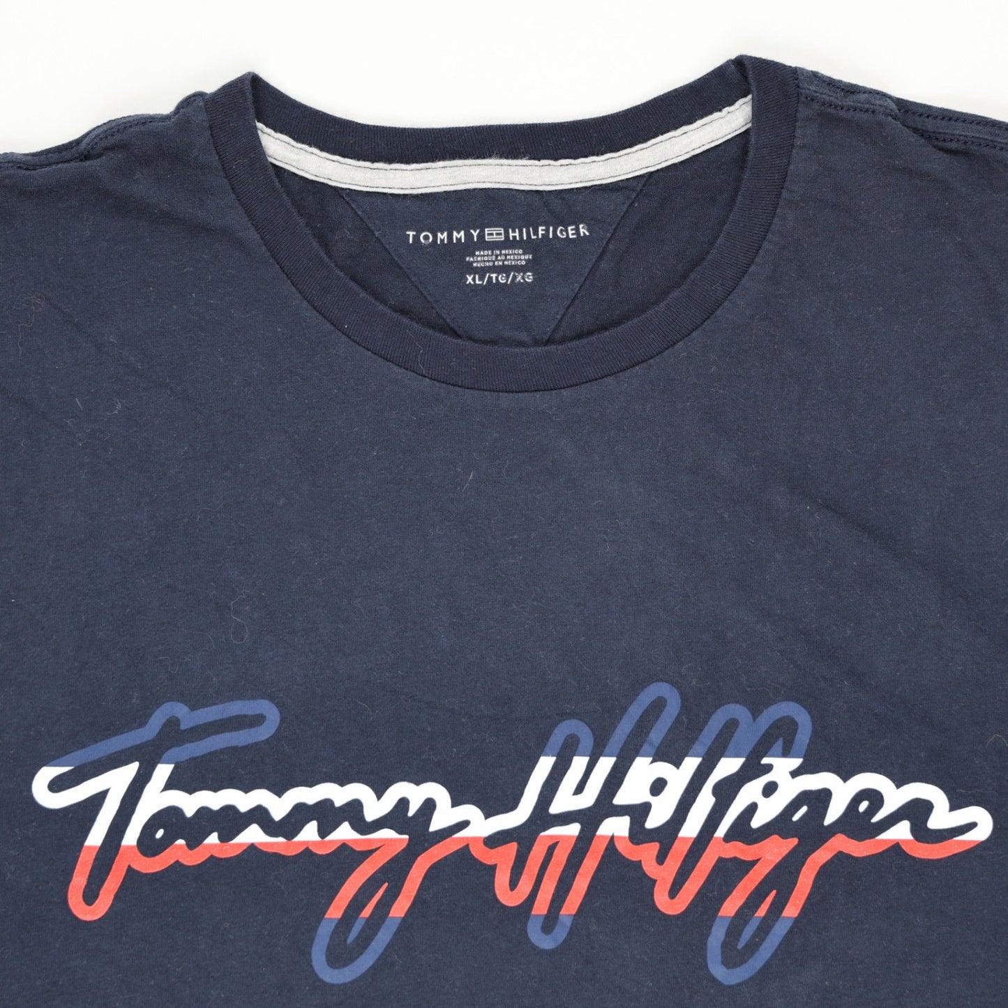 Tommy Hilfiger Navy Blue T-Shirt for Men XL Cotton Crew Neck Casual