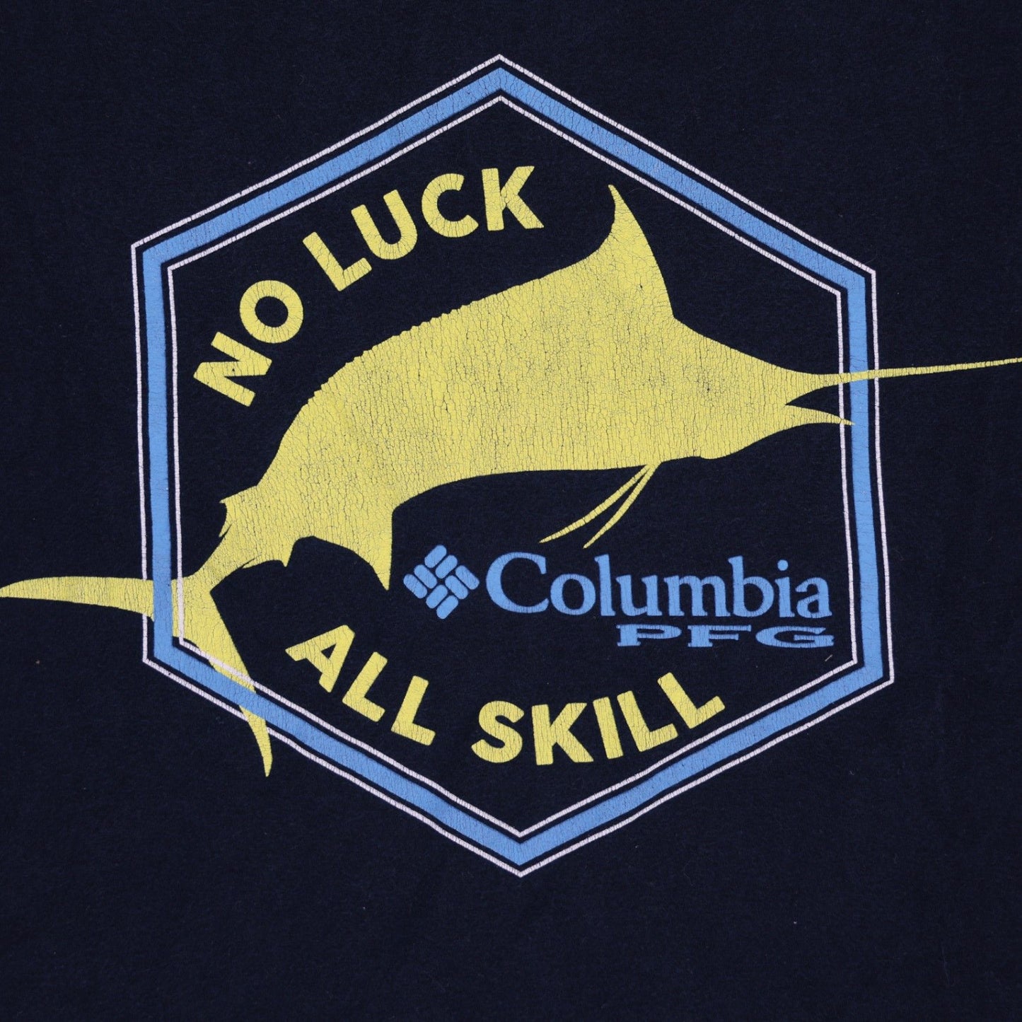 Columbia PFG Navy Fish Graphic T-shirt Men's Medium 100% Cotton Crew Neck