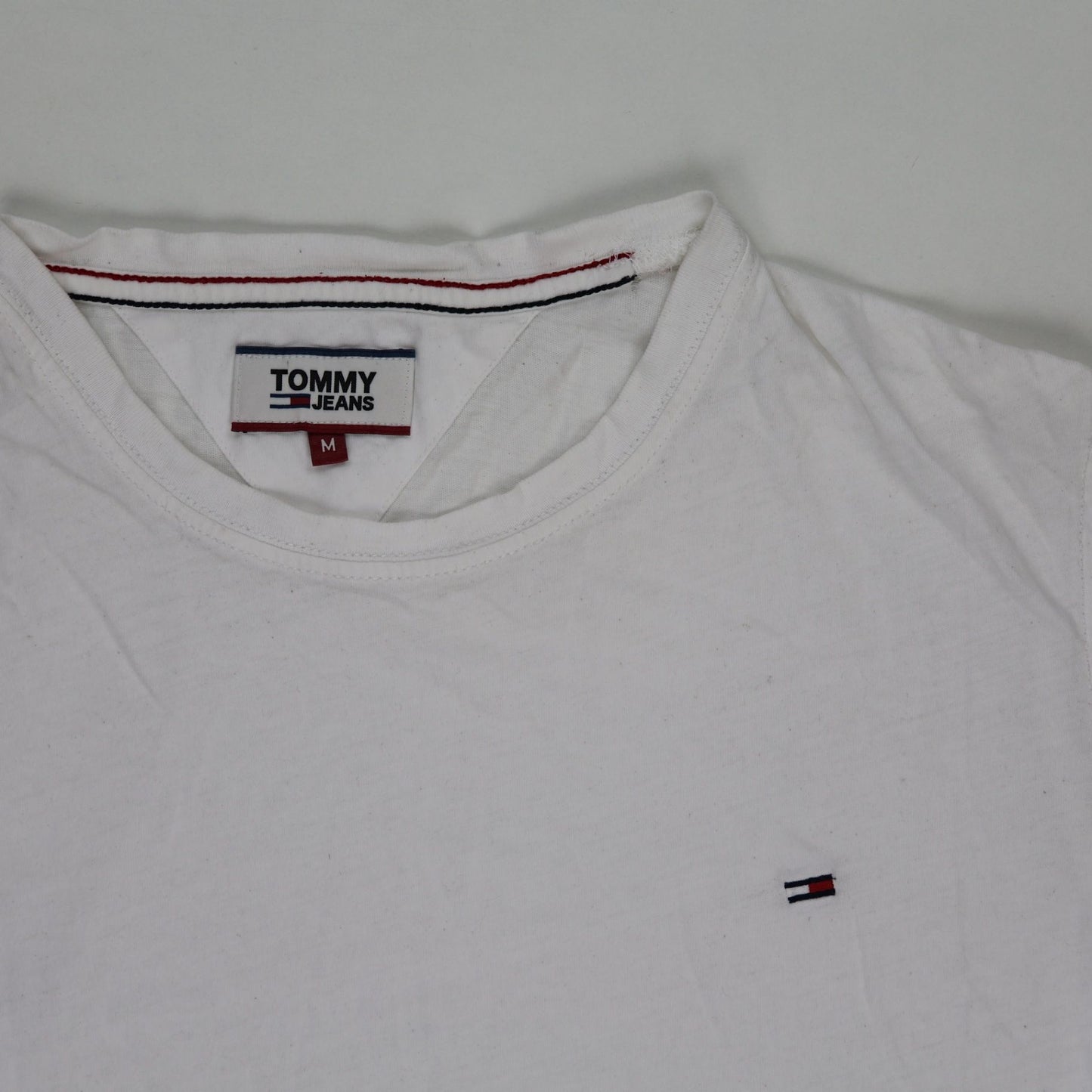Tommy Jeans White Cotton Crew Neck T-Shirt Size M