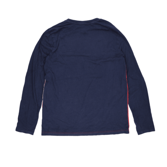 Nautica Colourblock Long Sleeve T-Shirt Navy Red Large 100 Percent Cotton Crew Neck