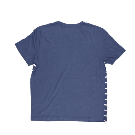 Tommy Hilfiger Blue White Striped T-Shirt Large Cotton Crew Neck