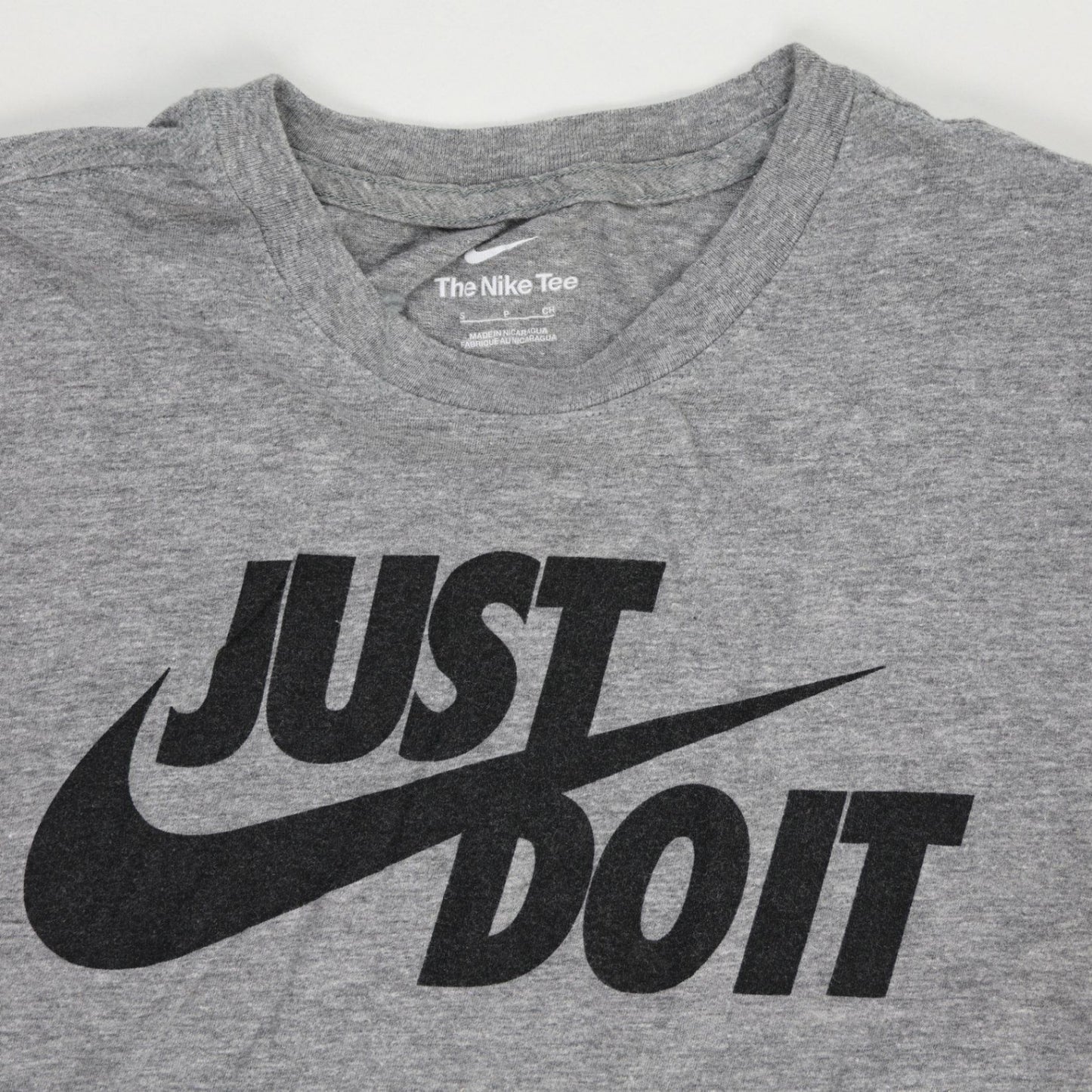 Nike Just Do It Graphic Tee Heather Grey Medium Cotton Blend Crew Neck Men's T-Shirt