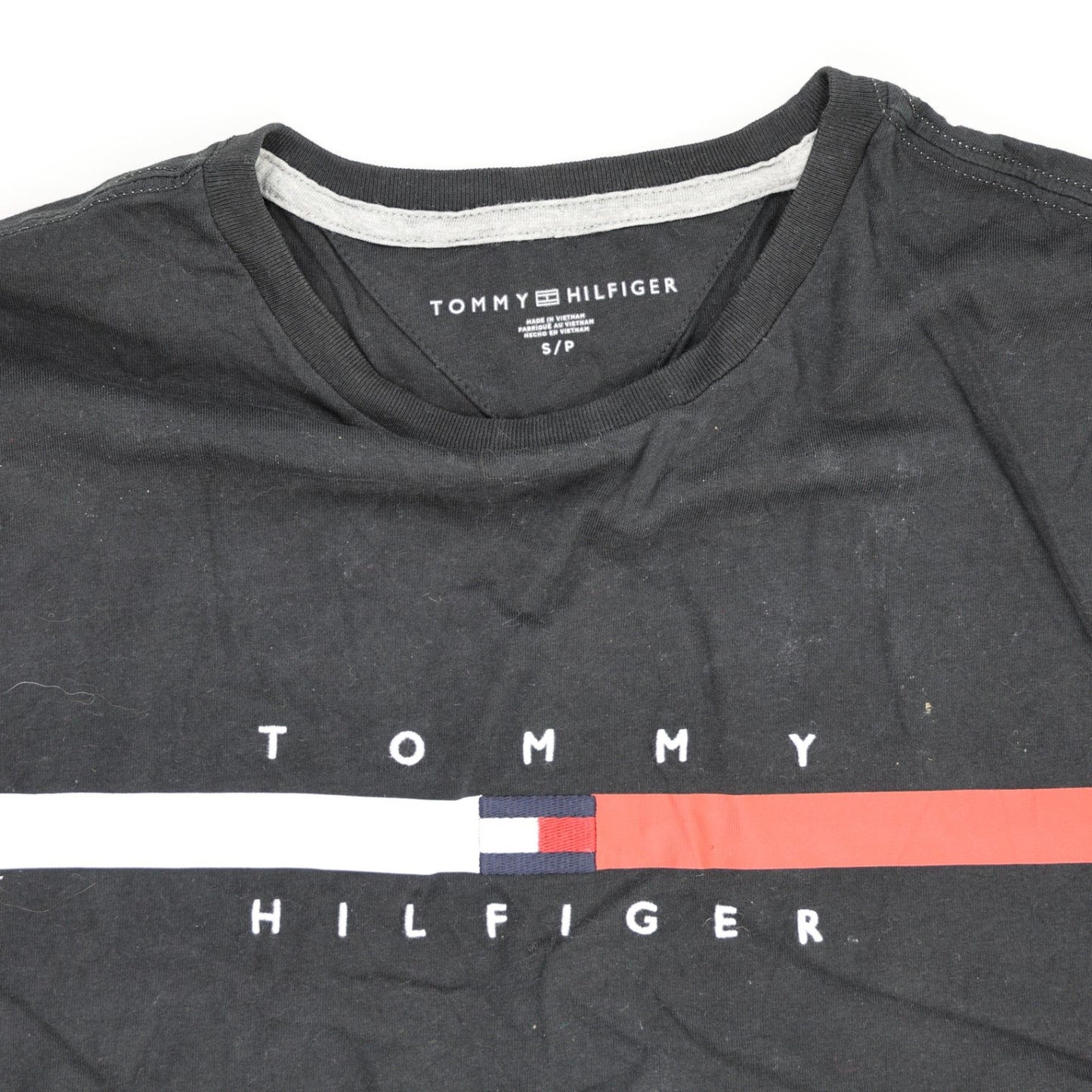 Tommy Hilfiger Men's Black Cotton T-Shirt Size Small Crew Neck Casual Style