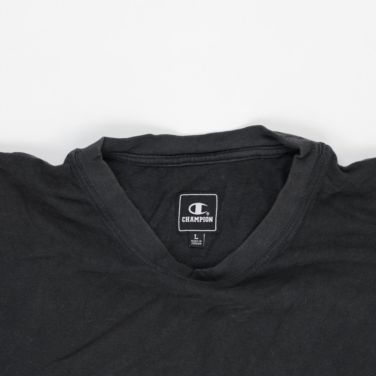 Champion Black Cotton V-Neck T-Shirt Large