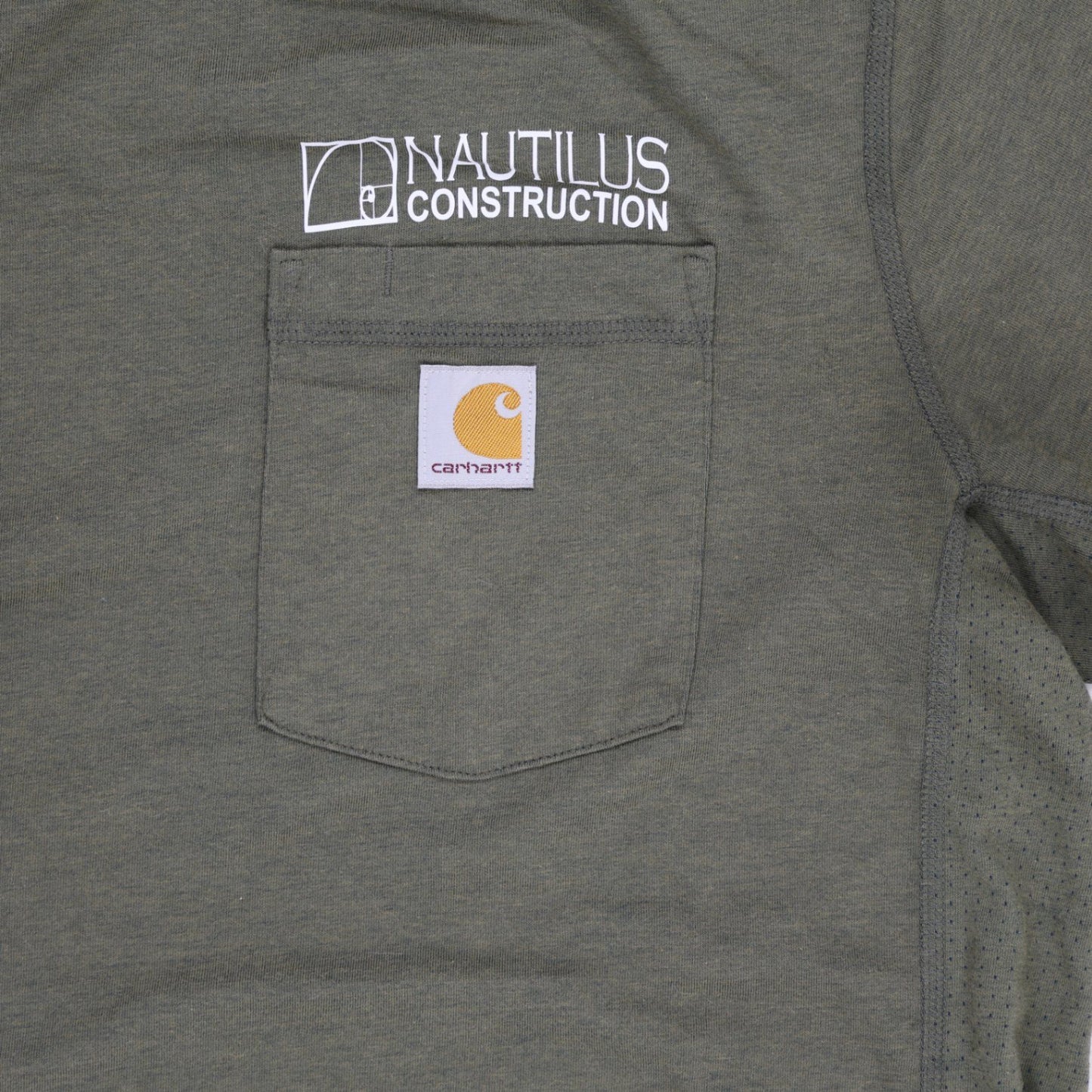 Carhartt Force Nautilus Olive Green Workwear T-Shirt Large Cotton Blend Crew Neck