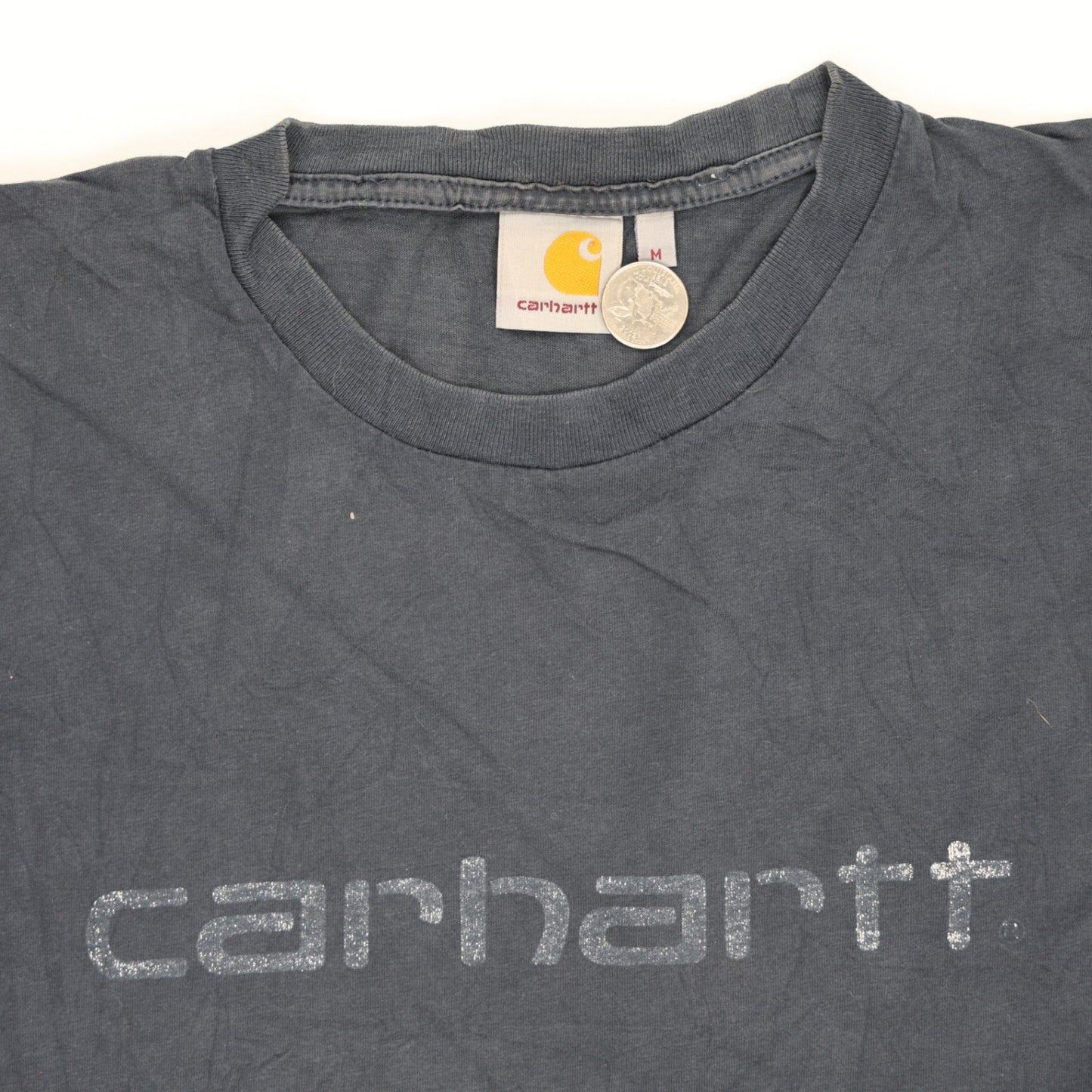 Carhartt Vintage Navy Blue Logo Cotton T-Shirt Medium