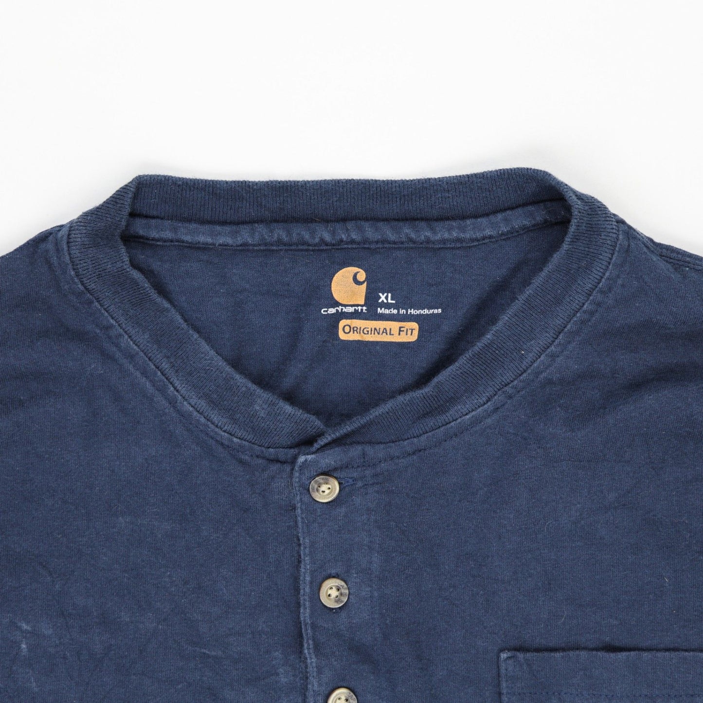Carhartt XL Navy Long Sleeve Henley Shirt Cotton Men's Clothing