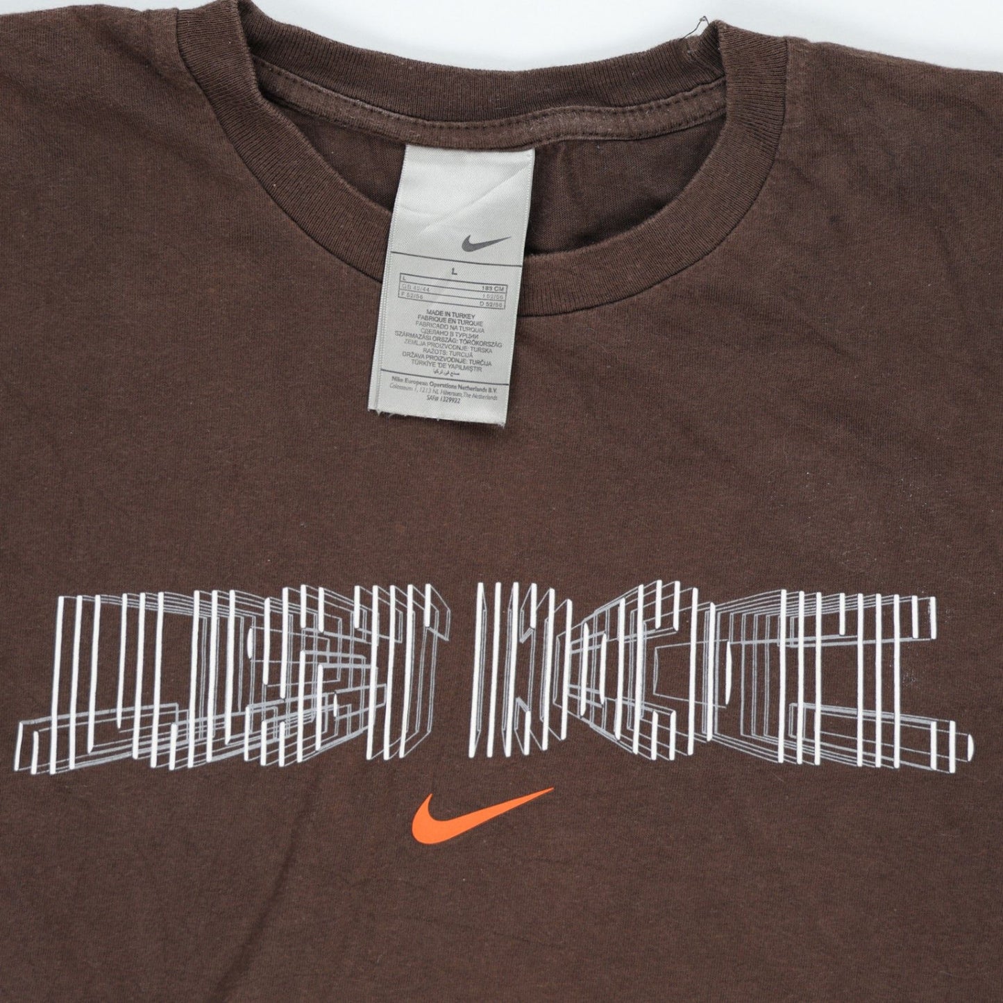 Nike Vintage Brown Just Do It Graphic T-Shirt Large 100% Cotton Crew Neck Casual