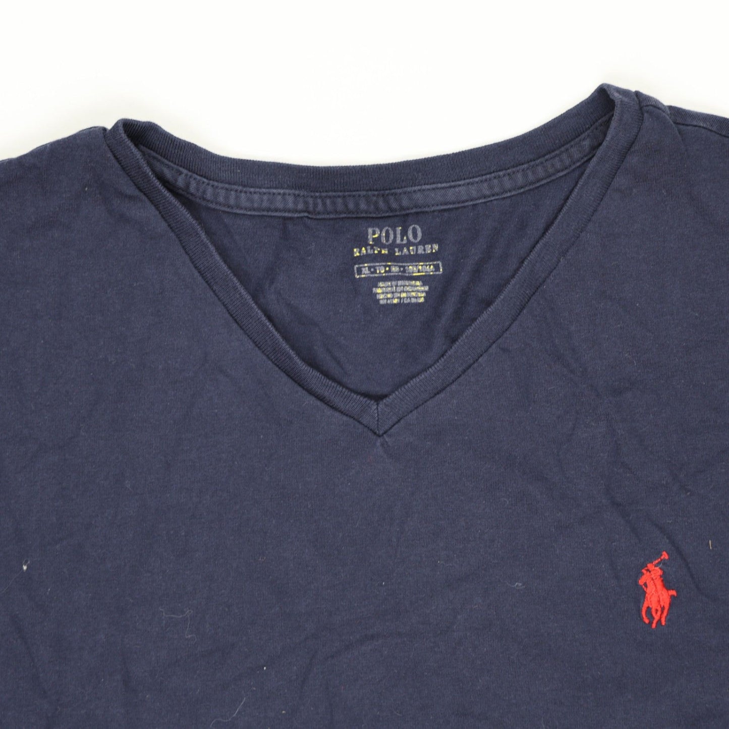 Ralph Lauren Navy Blue V-Neck Cotton T-Shirt Large Classic Fit