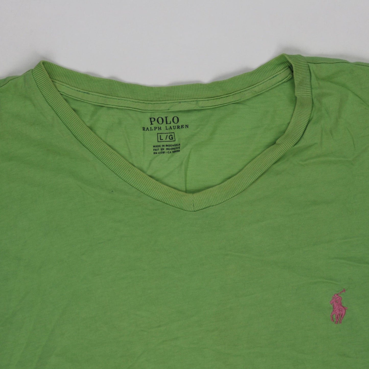 Ralph Lauren Green Cotton V-Neck T-Shirt Size Large Men's Casual Shirt