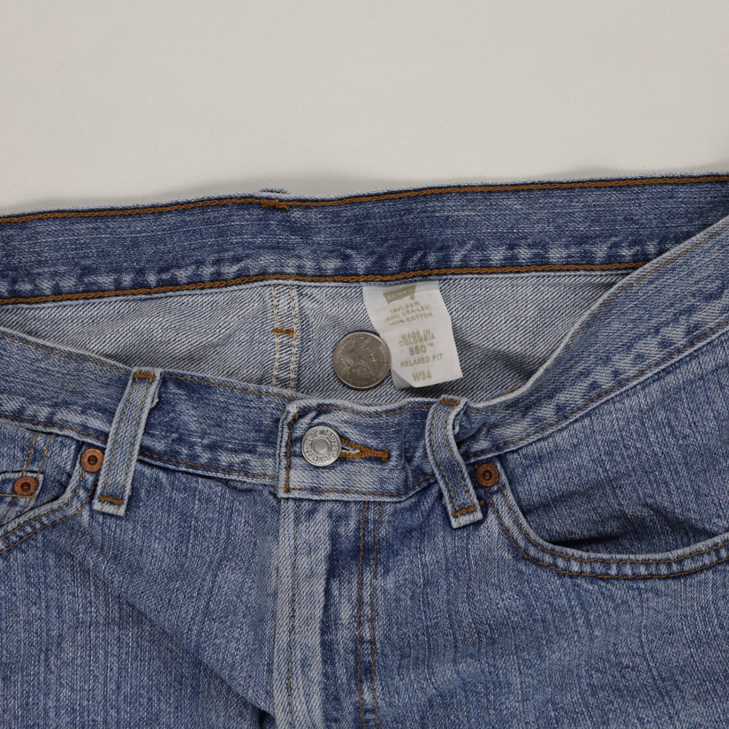 Levi's 550 Relaxed Fit Vintage Denim Shorts Blue W34 100% Cotton