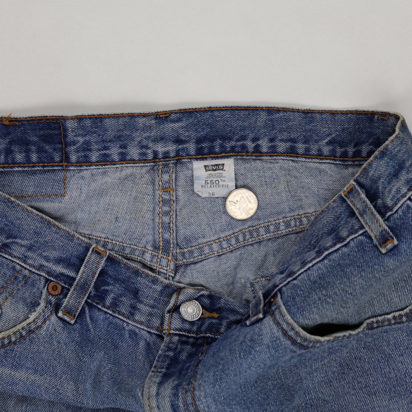 Levi's 550 Relaxed Fit Vintage Blue Denim Shorts W36 Cotton Casual