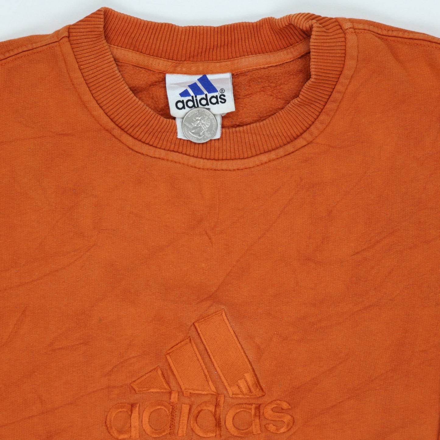 adidas Vintage Rust Orange Crewneck Sweatshirt Large Cotton Mens