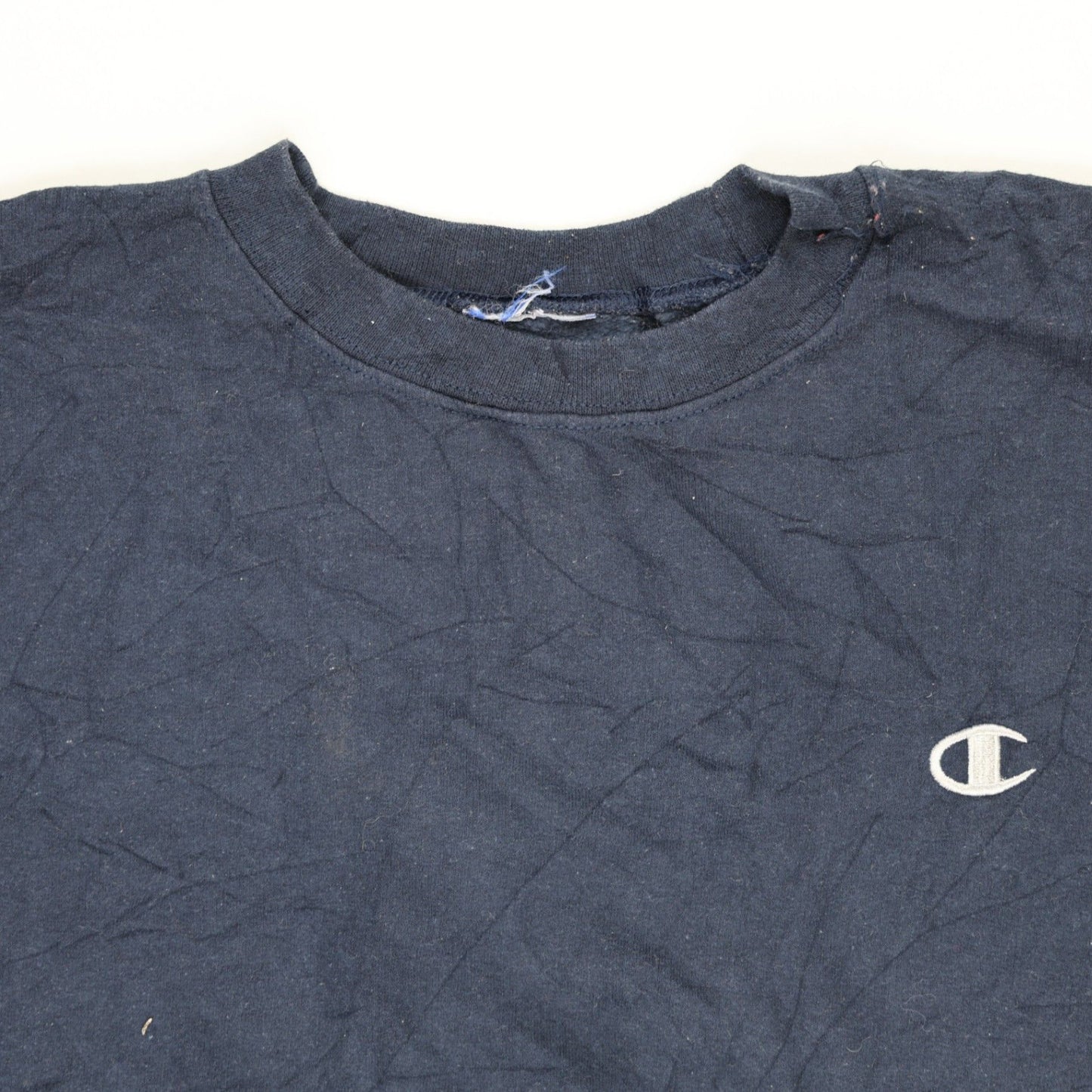 Champion Vintage Navy Crew Neck Sweatshirt Large Cotton Blend