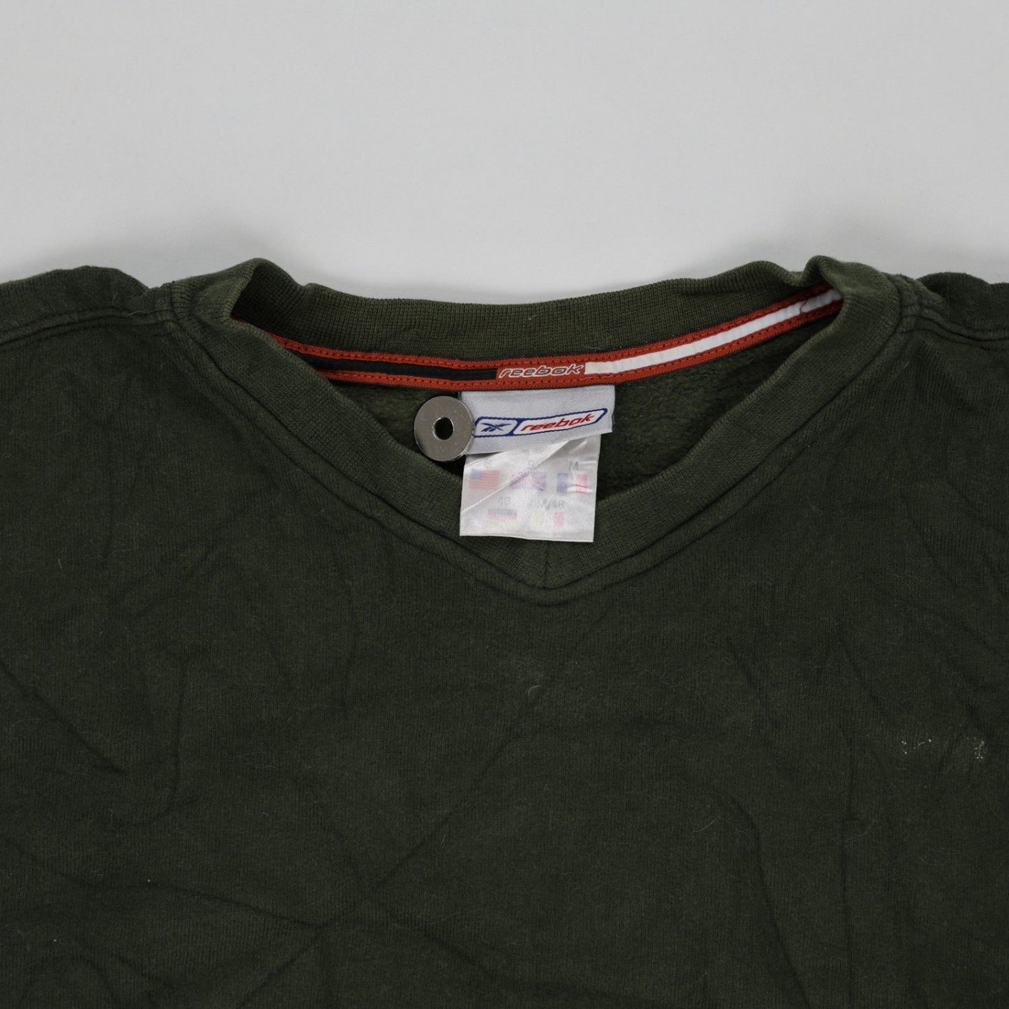 Reebok Vintage Olive Green Sweatshirt Men's Medium Cotton Blend Crew Neck Pullover