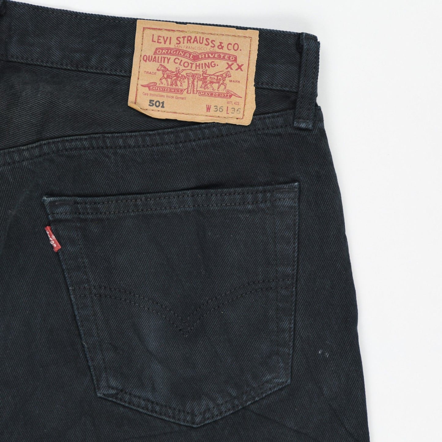 Levi's 501 Original Black Denim Jeans W36 L36 100% Cotton Straight Leg