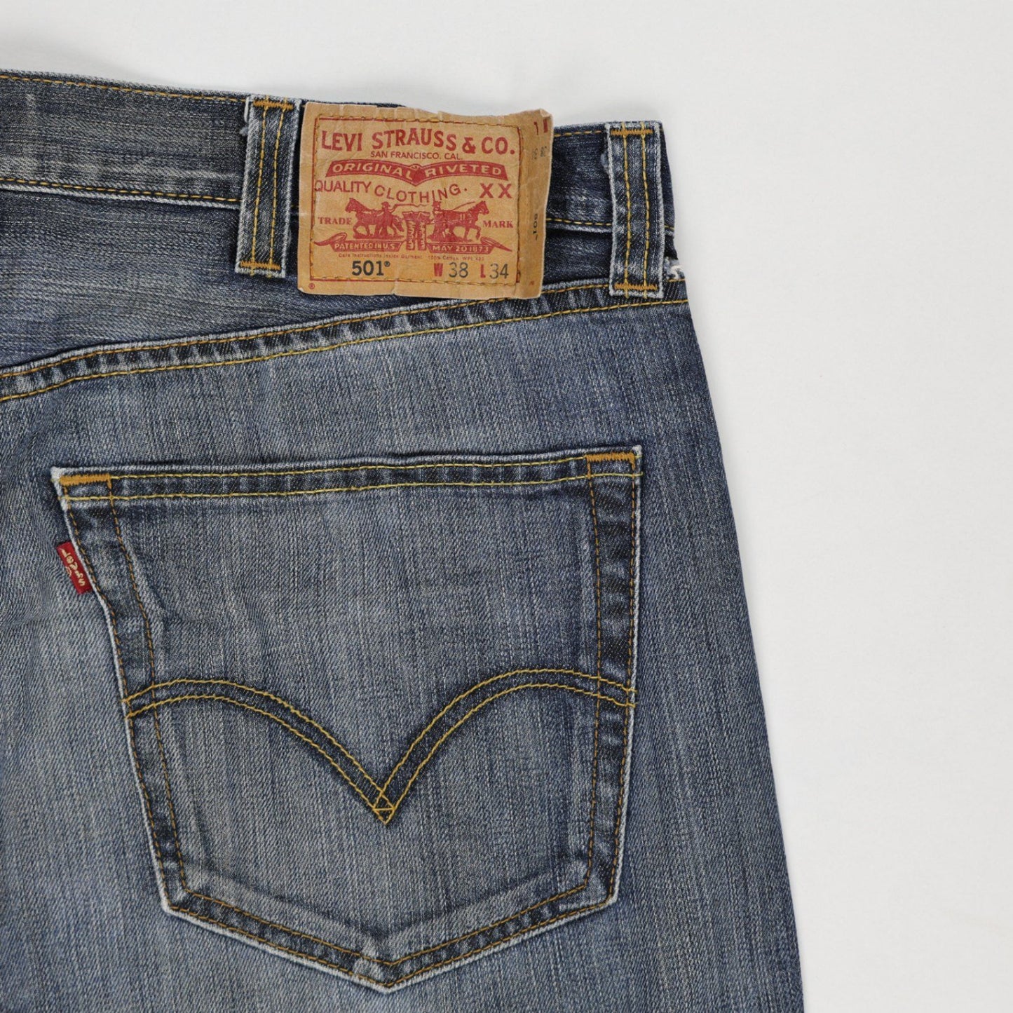 Levi's 501 Original Fit Blue Denim Jeans 38x34 Cotton Straight Leg Vintage