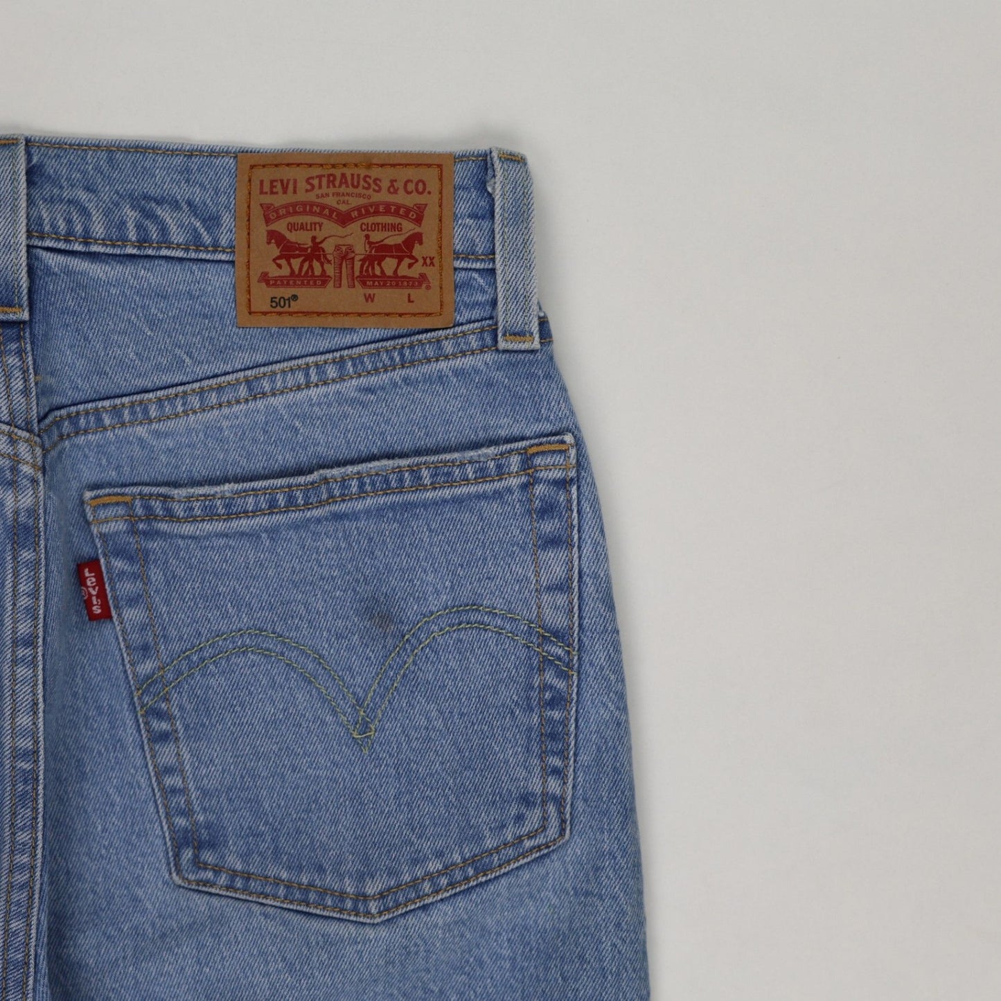 Levi's 501 High Rise Straight Jeans Light Blue W24 L30 100% Cotton Vintage