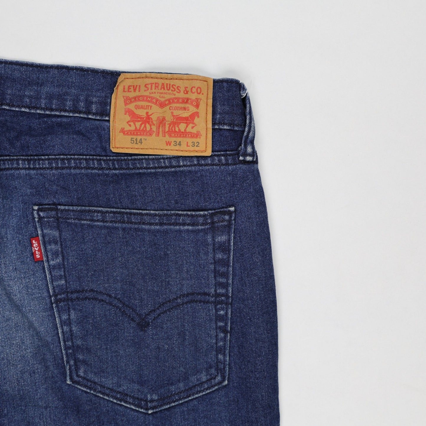 Levi's 514 Straight Fit Jeans Dark Blue W34 L32 Cotton Denim