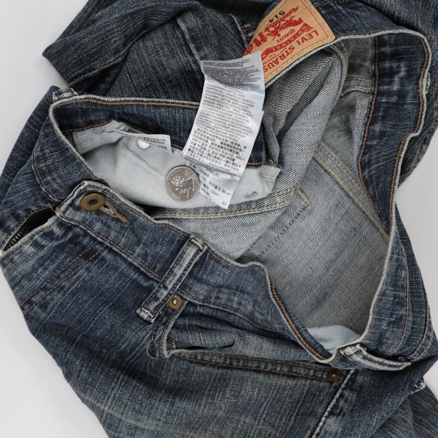 Levi's 514 Straight Fit Jeans Blue W34 L32 Cotton Men's Clothing