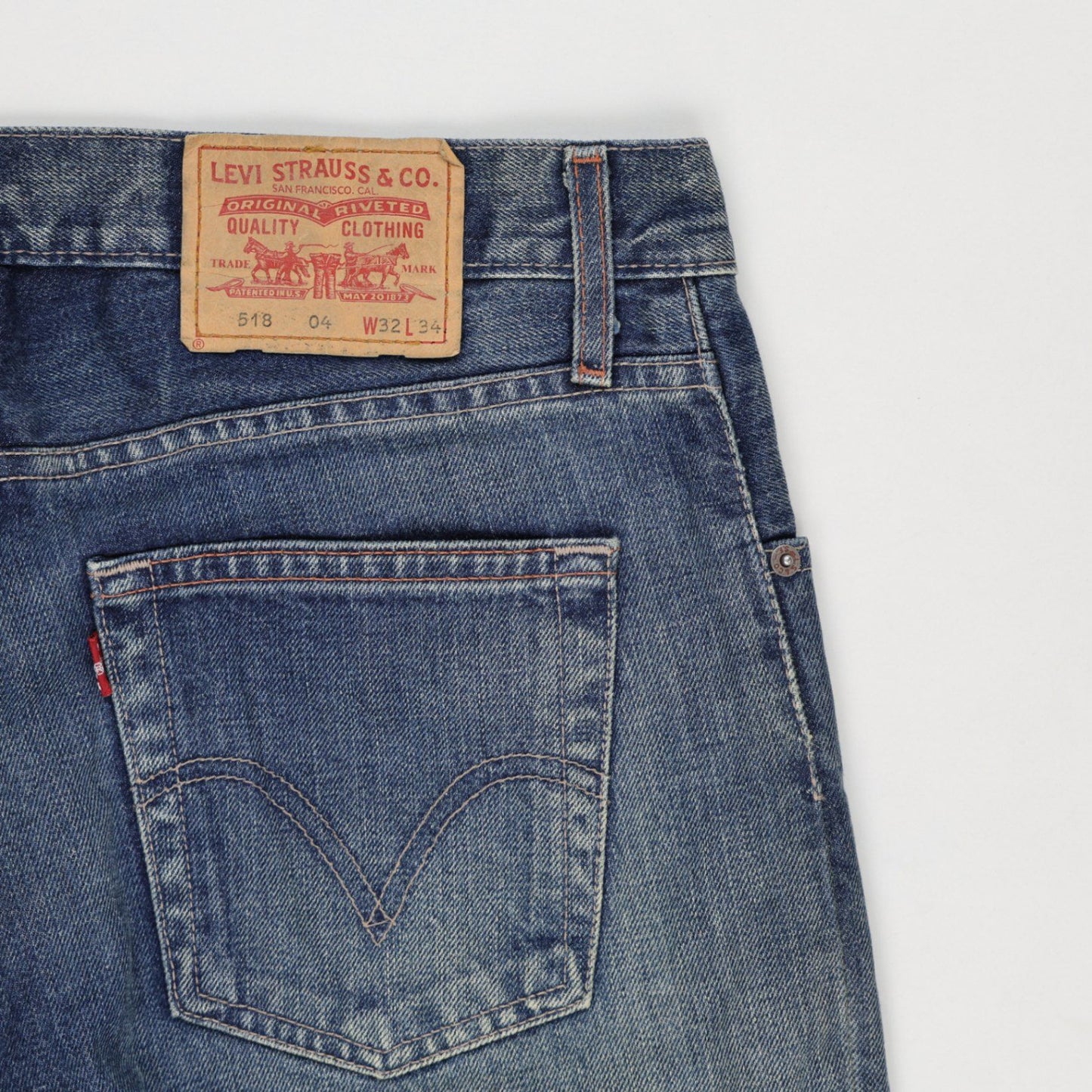 Levi's 518 Straight Leg Blue Denim Jeans W32 L34 100 Cotton Mens