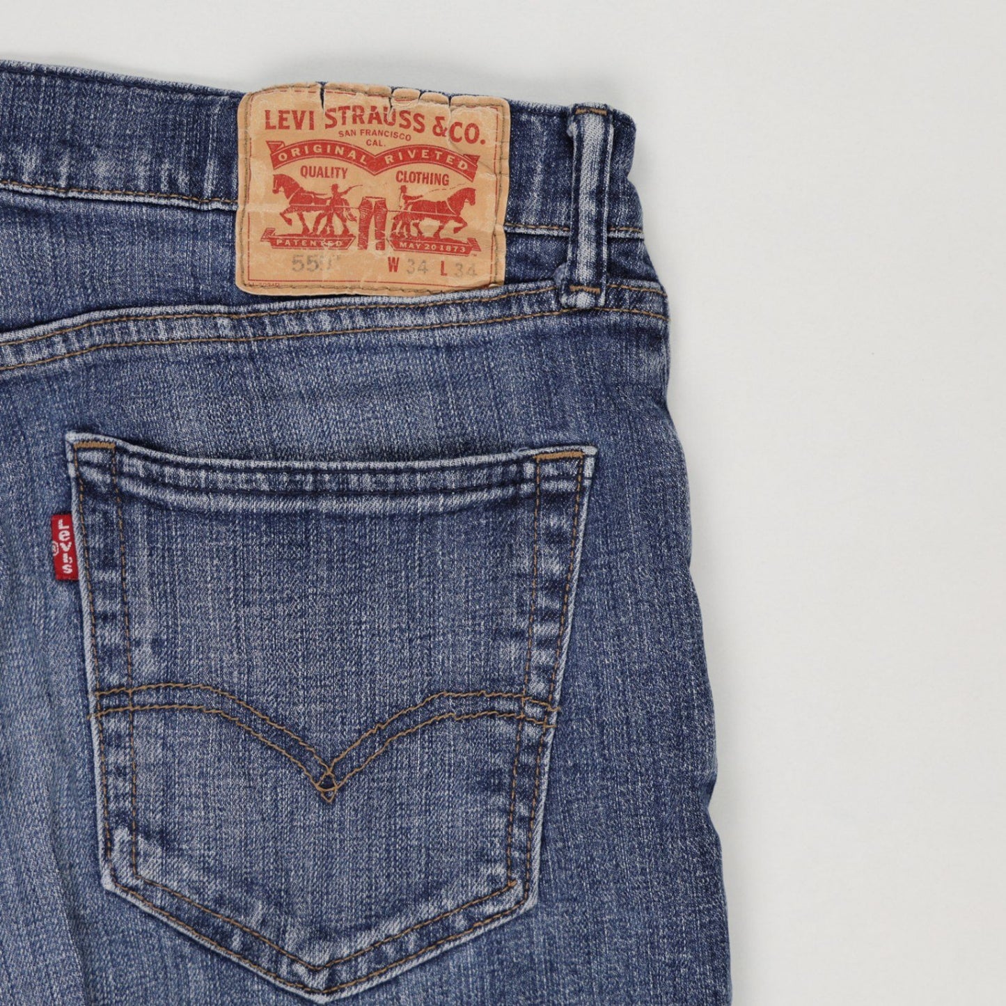 Levi's 551Z Authentic Straight Fit Jeans Blue W34 L34 Cotton Vintage