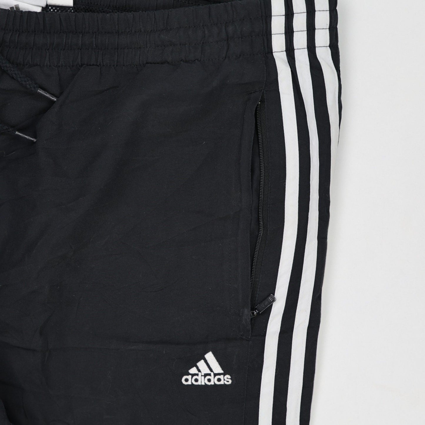 adidas Black Track Pants Men Size M Polyester Vintage 78 cm Inseam 38 cm Waist