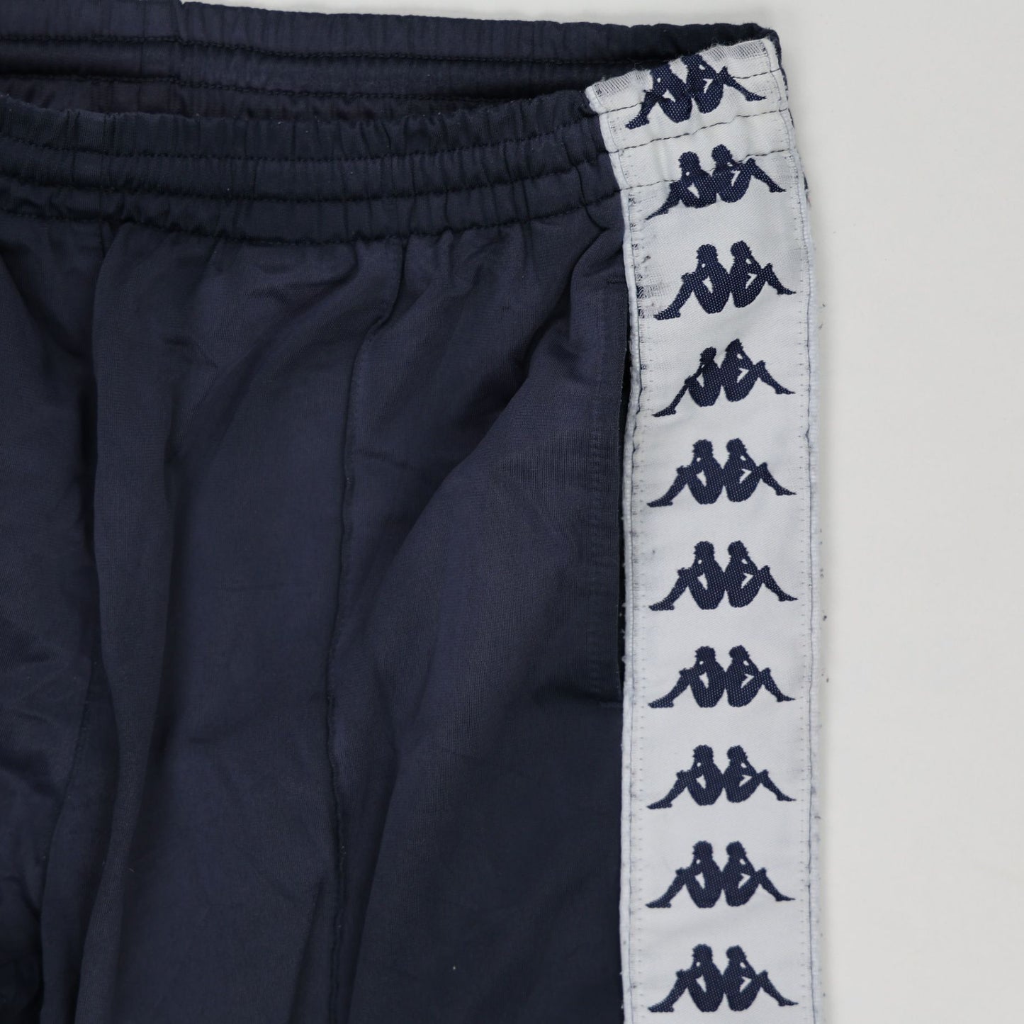 Kappa Navy Blue Track Pants Large Polyester Vintage Side Logo Tape