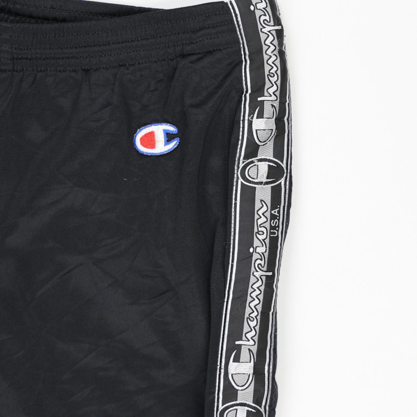 Champion Vintage Black Track Pants Mens Medium 78cm Inseam 80cm Waist Polyester