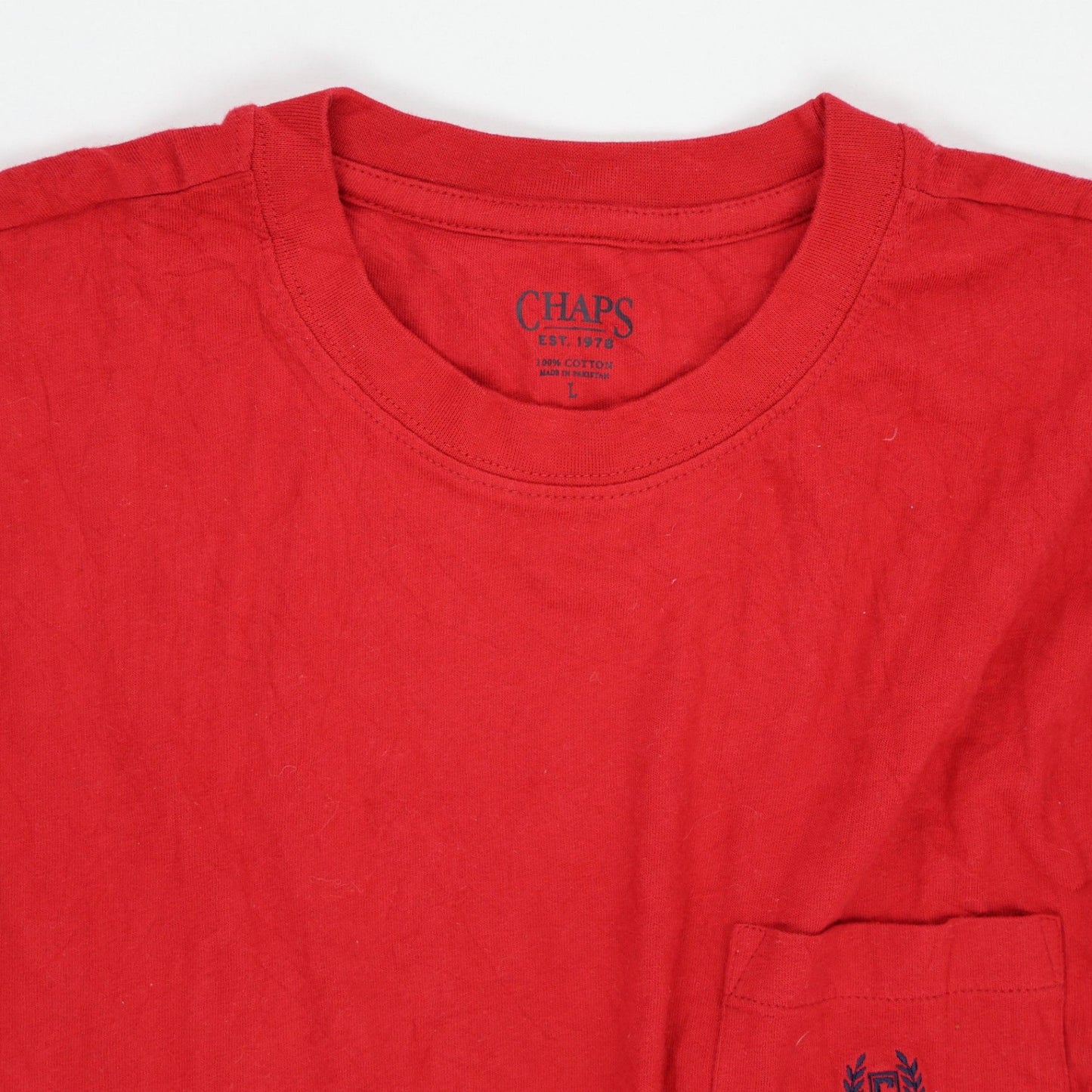 Chaps Men's Red Large Cotton Pocket T-Shirt Crew Neck