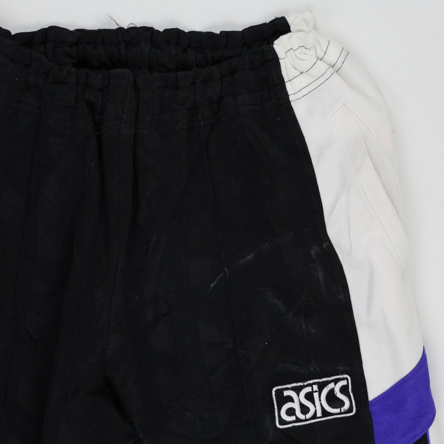 ASICS Vintage Colour Block Track Pants Black White Purple Large 76 cm Polyester