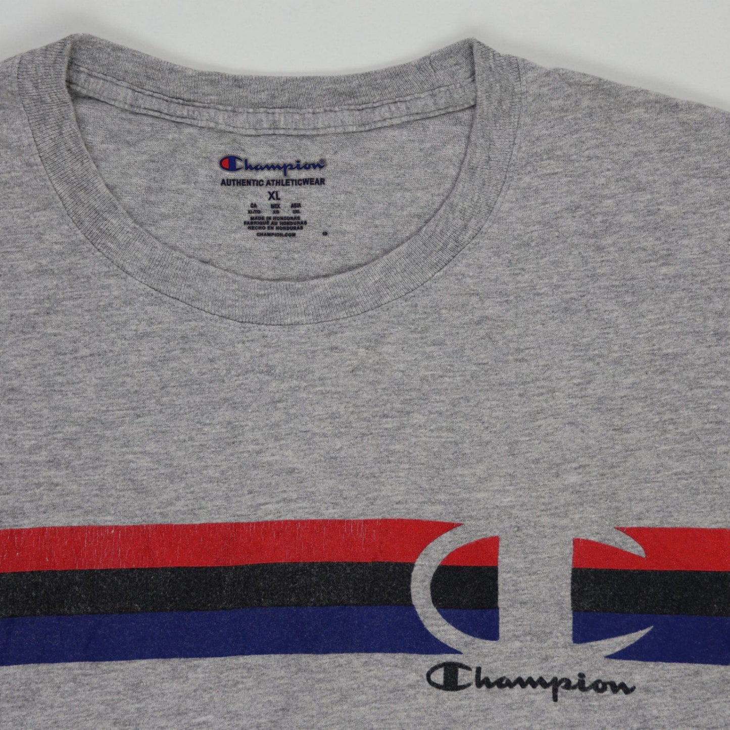 Champion Vintage Grey Cotton T-Shirt XL Crew Neck Casual Men's Clothing
