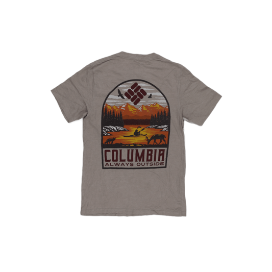 Columbia Grey Graphic Tee Small 100% Cotton Crew Neck Men's T-Shirt
