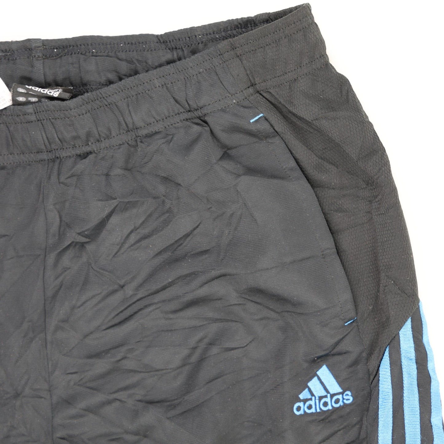 adidas Climalite Black Blue Striped Track Trousers Men Medium 76cm Inseam 38cm Waist Polyester